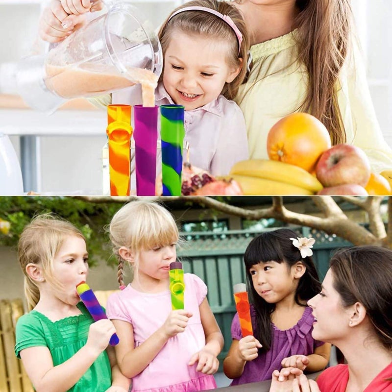 Helpcook Popsicle Molds,6 Pack Silicone Ice Pop Molds,Drip Free Popsicles Molds for Kids,Easy Release Ice Cream Maker Reusable DIY Pop Molds,BPA Free Freezer Tubes with Lids - Image 3